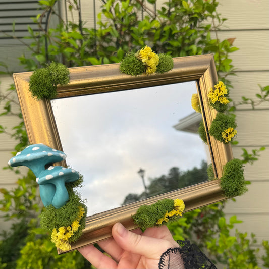 Blue mushroom mirror