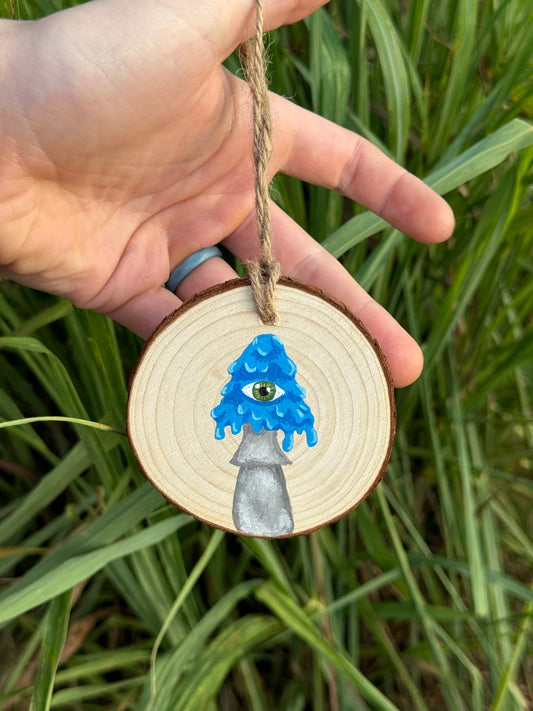 Blue mushroom ornament