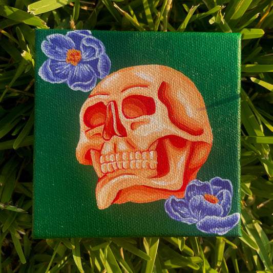 Orange Skull Original Painting